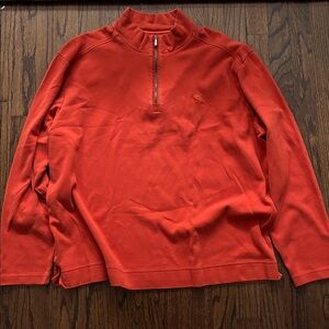 Tommy Bahama Pima Cotton Bright Orange Longsleeve Quarter Zip Pullover